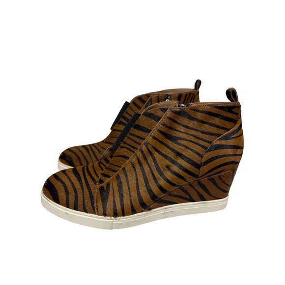 Linea Paolo Women's Wedge Bootie Sneaker Calf Hair Tiger Stripe Zip Size 12 NEW - Picture 4 of 12